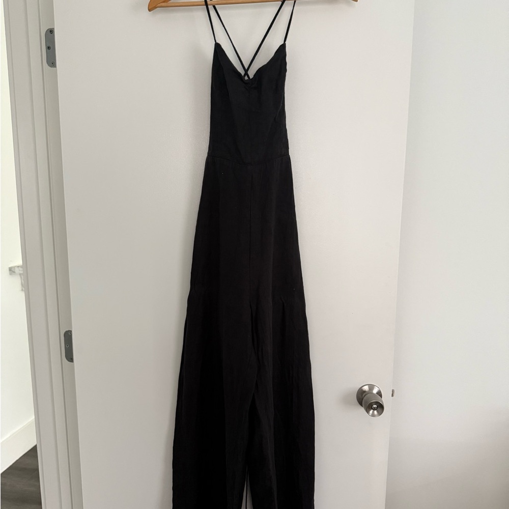Reformation Black Linen Jumpsuit